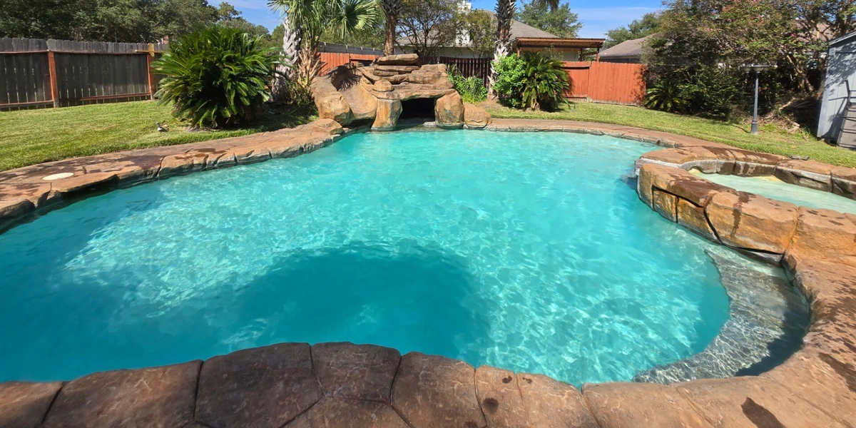 pool that looks like a hut in Houston